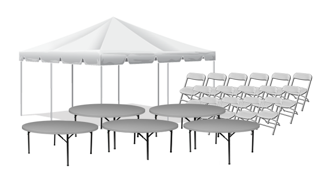 Tables Chairs 20x20 Tent Bounce house rental in Dundee, Florida